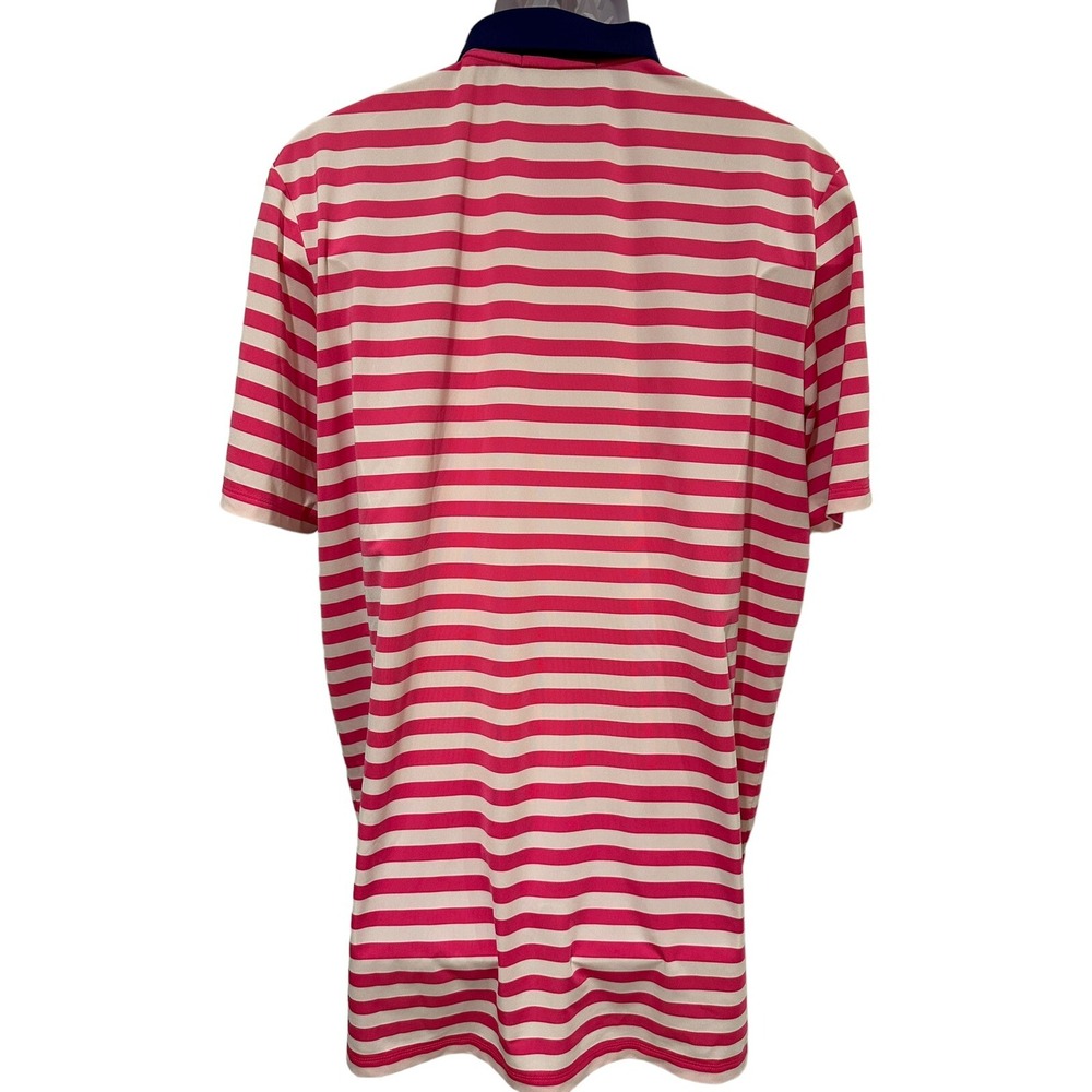 RLX Ralph Lauren Performance Polo Mens Pink Blue White Striped L - Picture 5 of 8